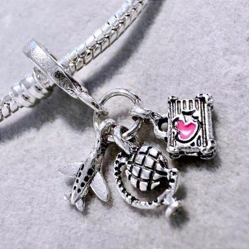 Travel Charm Plane Dangle Charm fits PANDORA - Picture 1 of 6